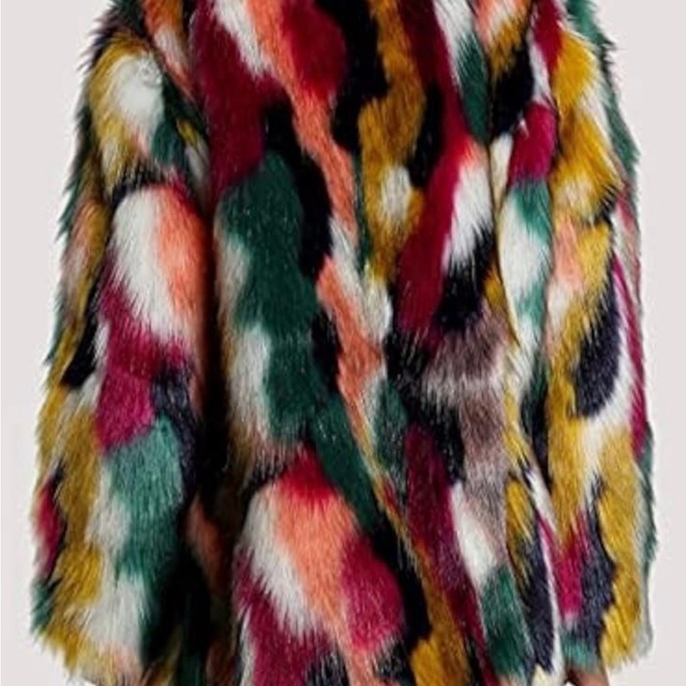 Vibrant Multicolor Faux Fur Teddy Jacket - Picture 2 of 2